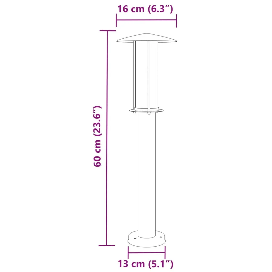 Lampadaire d'extérieur argenté 60 cm acier inoxydable - 7