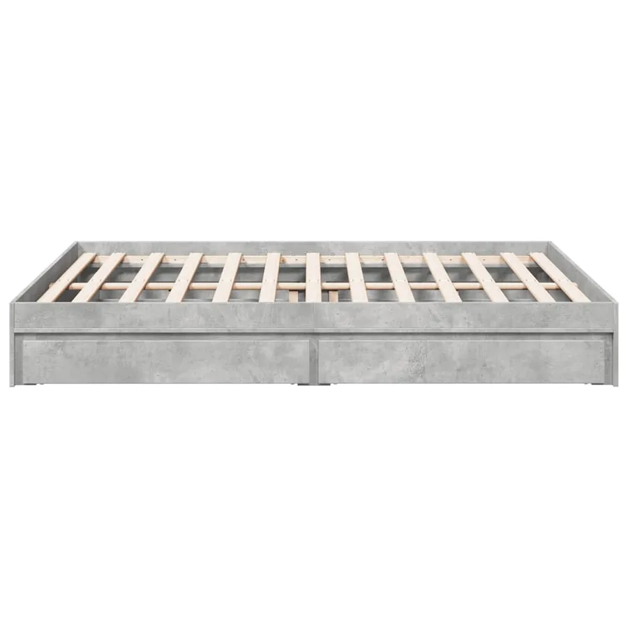 Cadre de lit avec tiroirs sans matelas gris béton 150x200 cm - 5