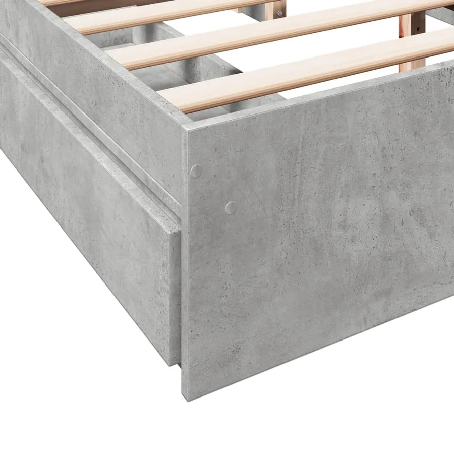 Cadre de lit avec tiroirs sans matelas gris béton 150x200 cm - 8