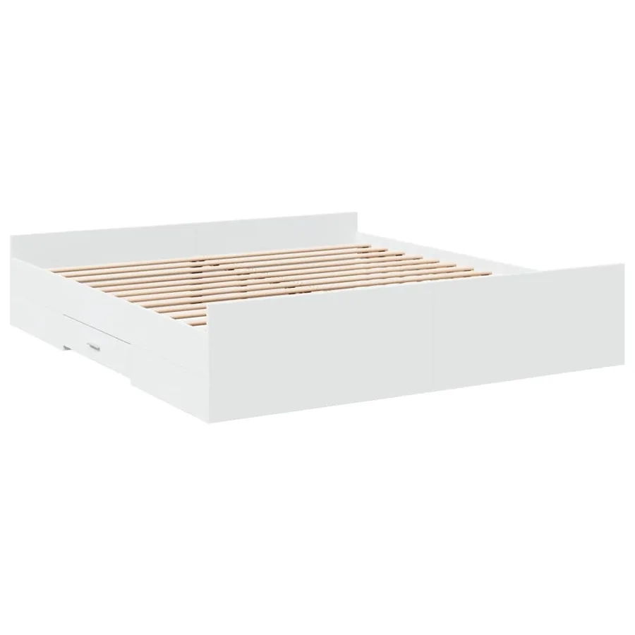 Cadre de lit avec tiroirs sans matelas blanc 180x200 cm - 6