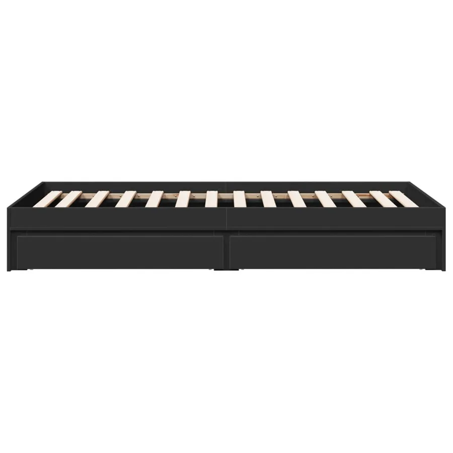Cadre de lit avec tiroirs sans matelas noir 100x200 cm - 5