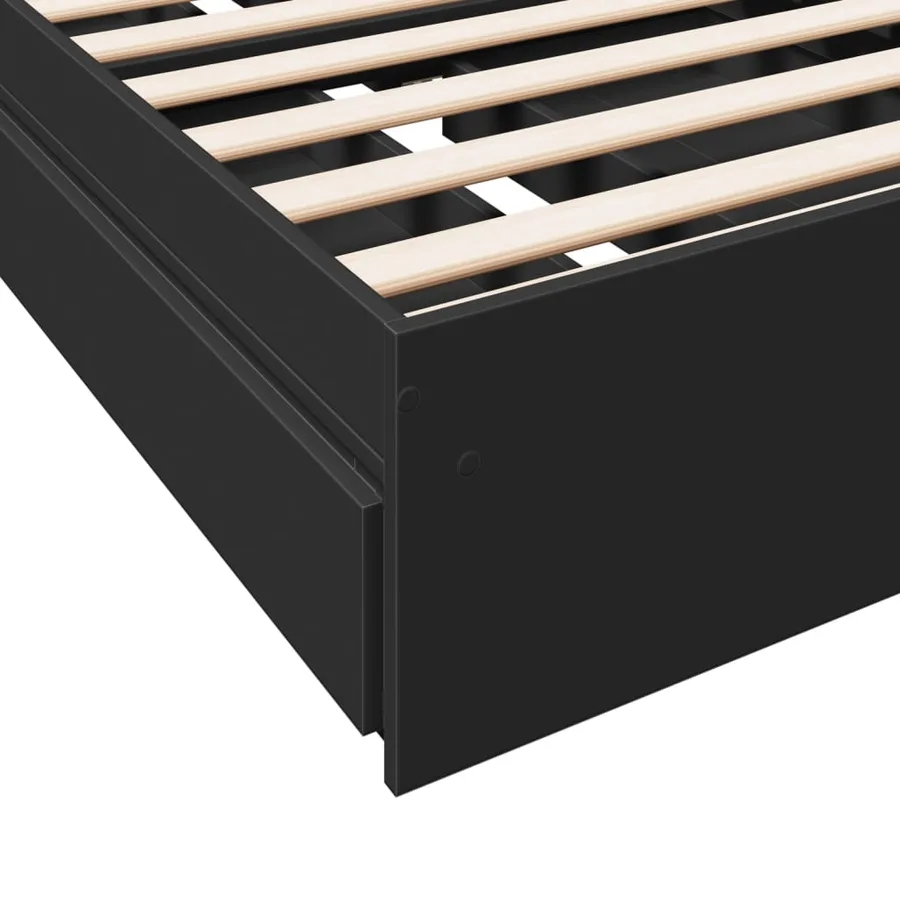 Cadre de lit avec tiroirs sans matelas noir 100x200 cm - 8