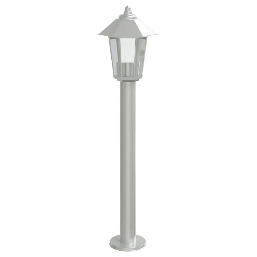 Lampadaires d'extérieur 3 pcs argenté 80 cm acier inoxydable - 4