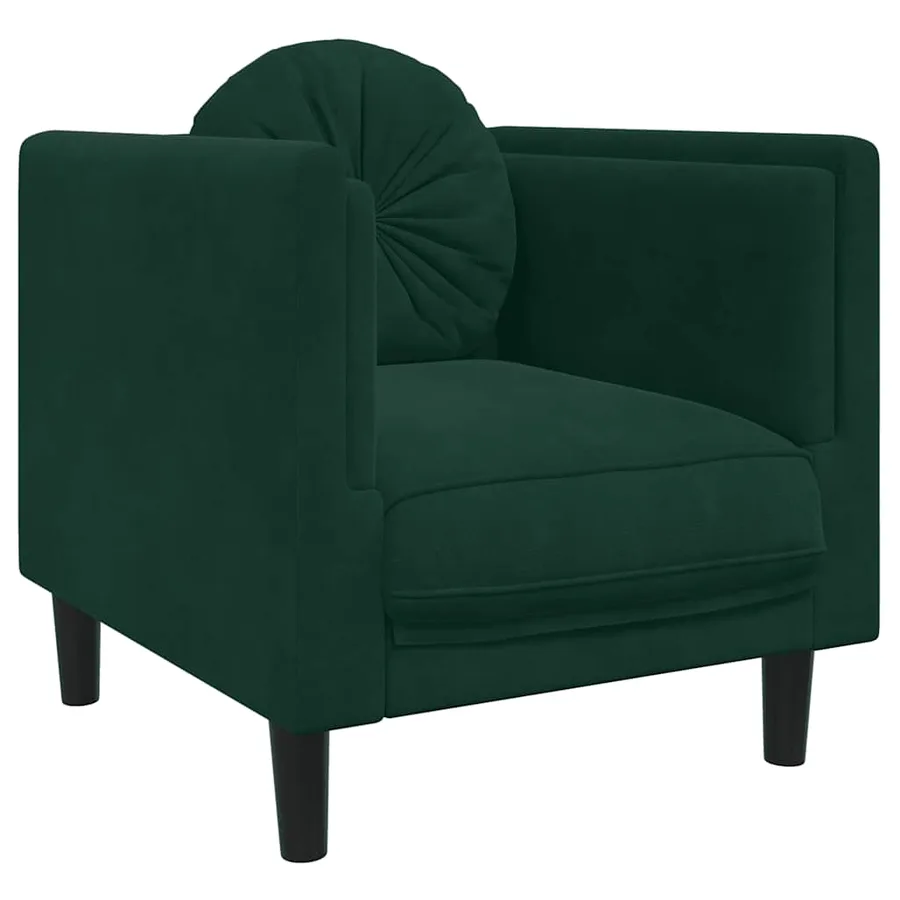 Ensemble de canapés 3 pcs avec coussins vert foncé velours - 4