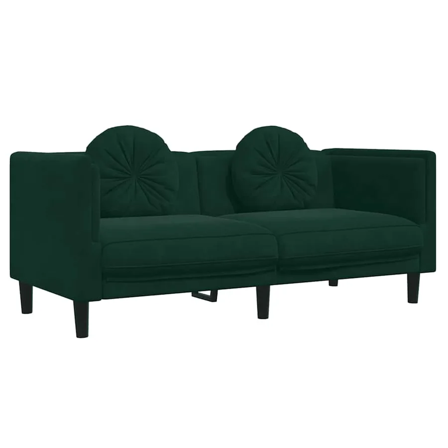 Ensemble de canapés 3 pcs avec coussins vert foncé velours - 5