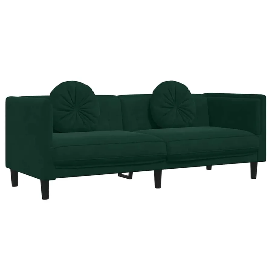 Ensemble de canapés 3 pcs avec coussins vert foncé velours - 6