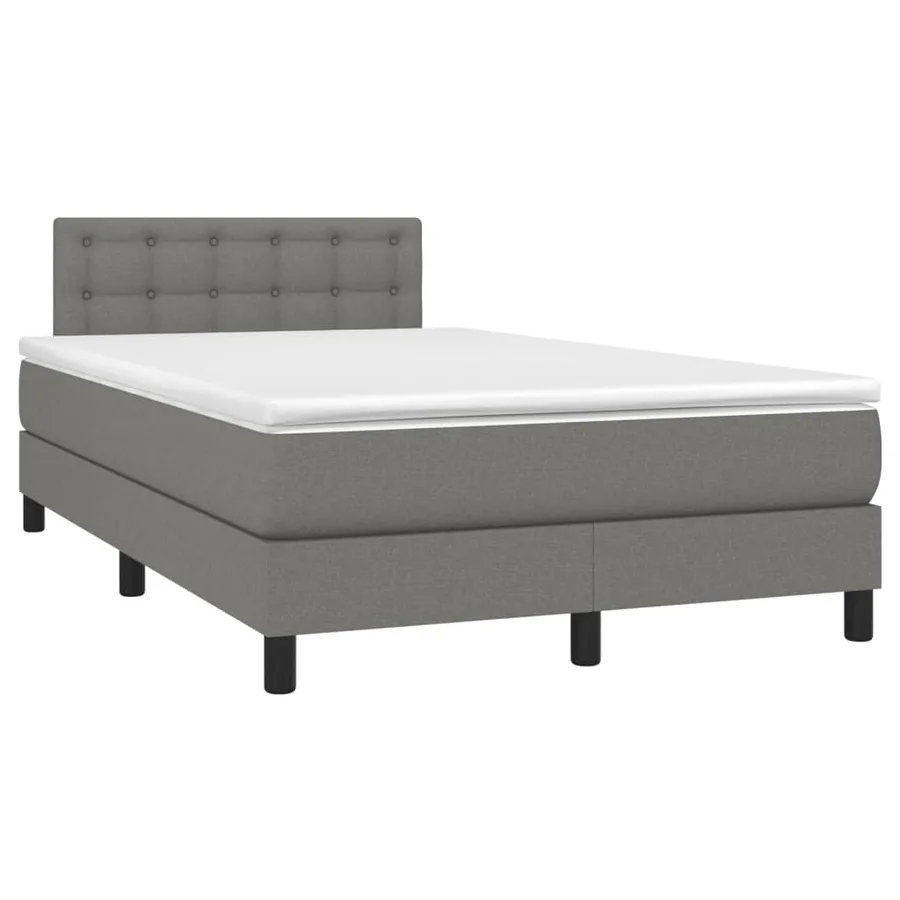 Sommier à lattes de lit matelas LED gris foncé 120x190 cm tissu - 3