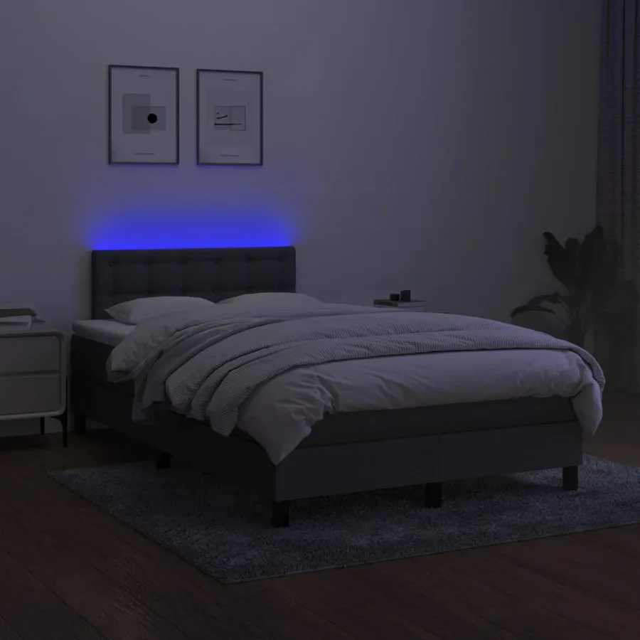 Sommier à lattes de lit matelas LED gris foncé 120x190 cm tissu - 4