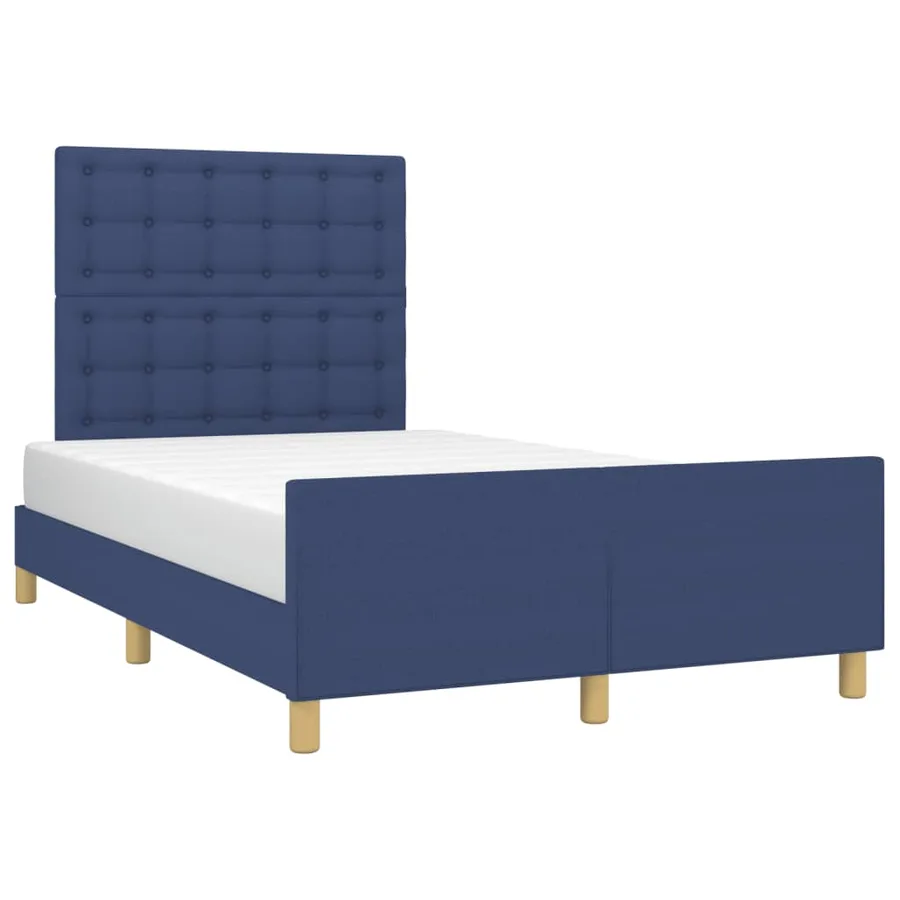 Cadre de lit sans matelas bleu 120x190 cm tissu - 4