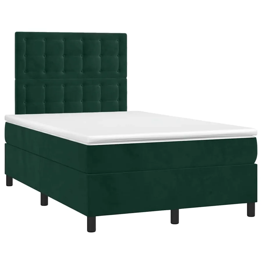 Sommier à lattes de lit avec matelas LED vert foncé 120x190 cm - 3
