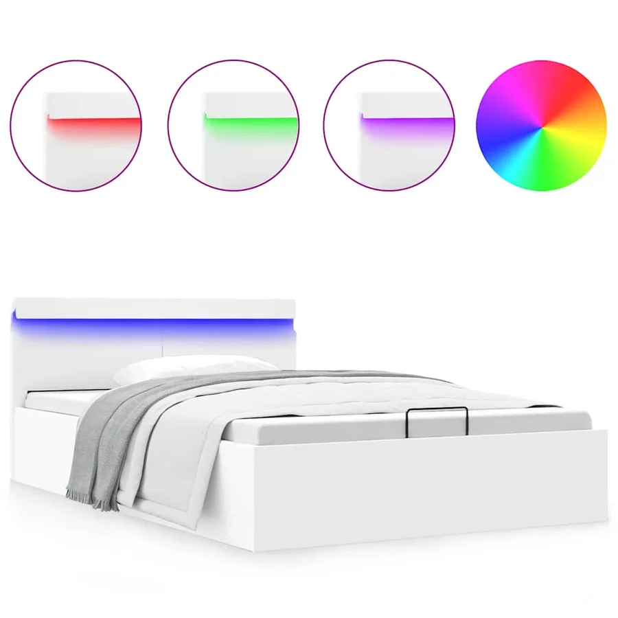 Cadre de lit à rangement hydraulique sans matelas avec LED - 2