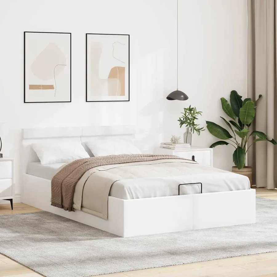 Cadre de lit à rangement hydraulique sans matelas avec LED - 4