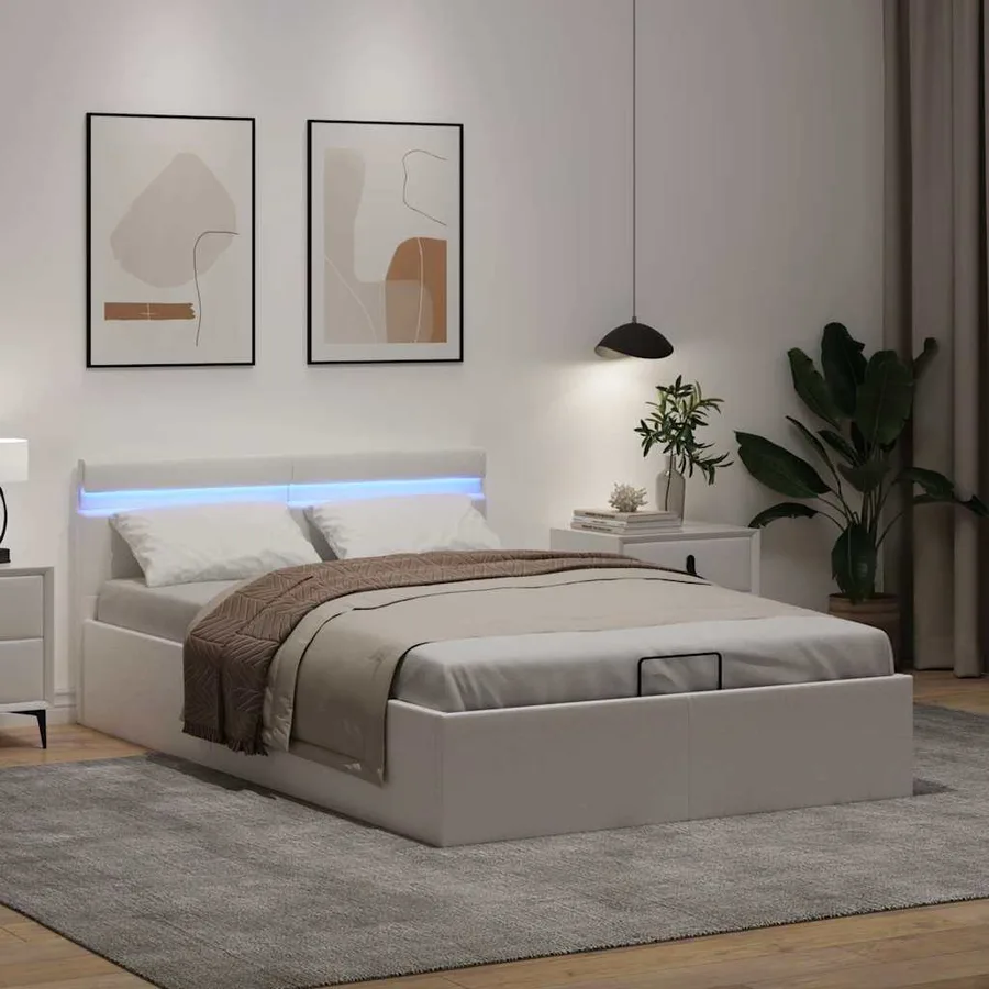 Cadre de lit à rangement hydraulique sans matelas avec LED - 5