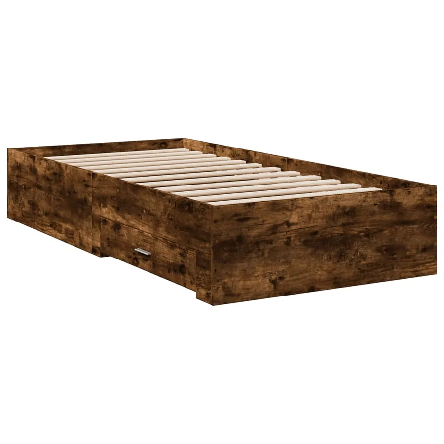 Cadre de lit avec tiroirs sans matelas chêne fumé 75x190 cm - 3