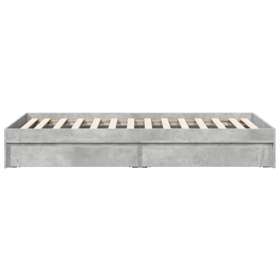 Cadre de lit avec tiroirs sans matelas gris béton 90x190 cm - 5