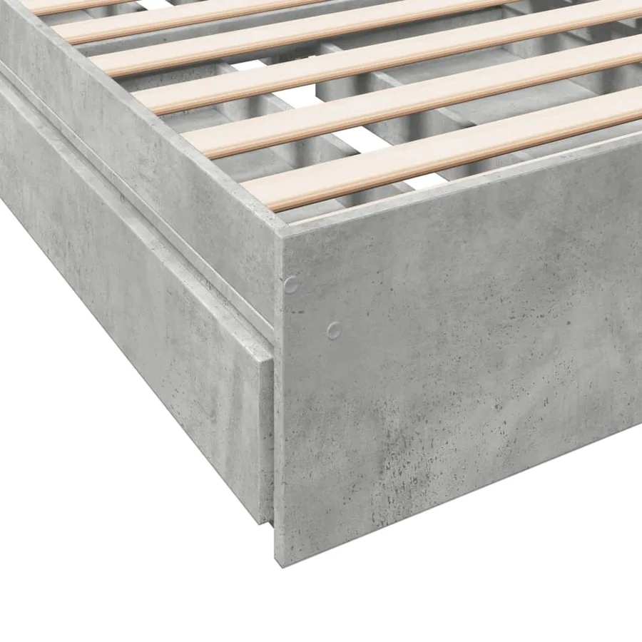 Cadre de lit avec tiroirs sans matelas gris béton 90x190 cm - 8