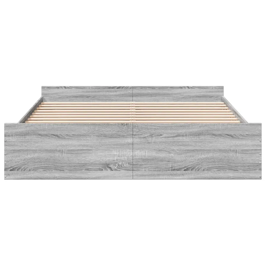 Cadre de lit avec tiroirs sans matelas sonoma gris 200x200 cm - 4