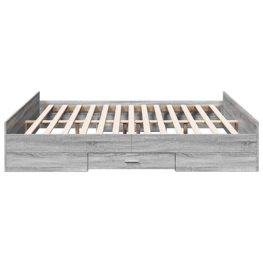 Cadre de lit avec tiroirs sans matelas sonoma gris 200x200 cm - 5