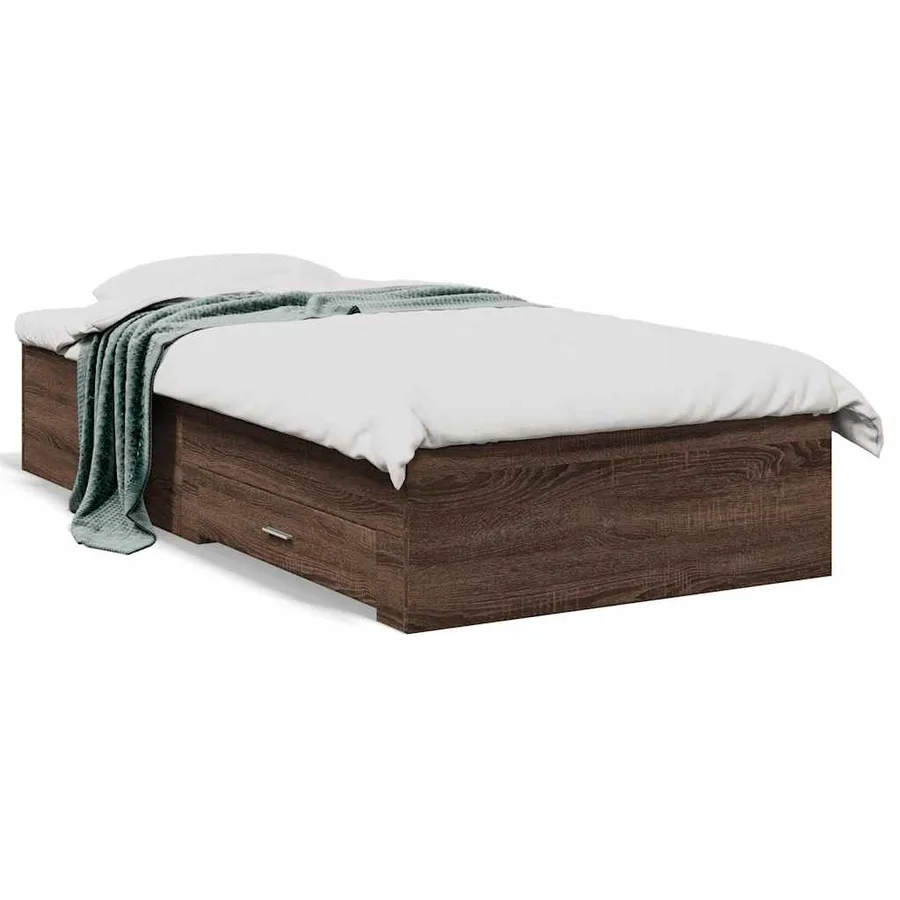 Cadre de lit avec tiroirs sans matelas chêne marron 75x190 cm - 2