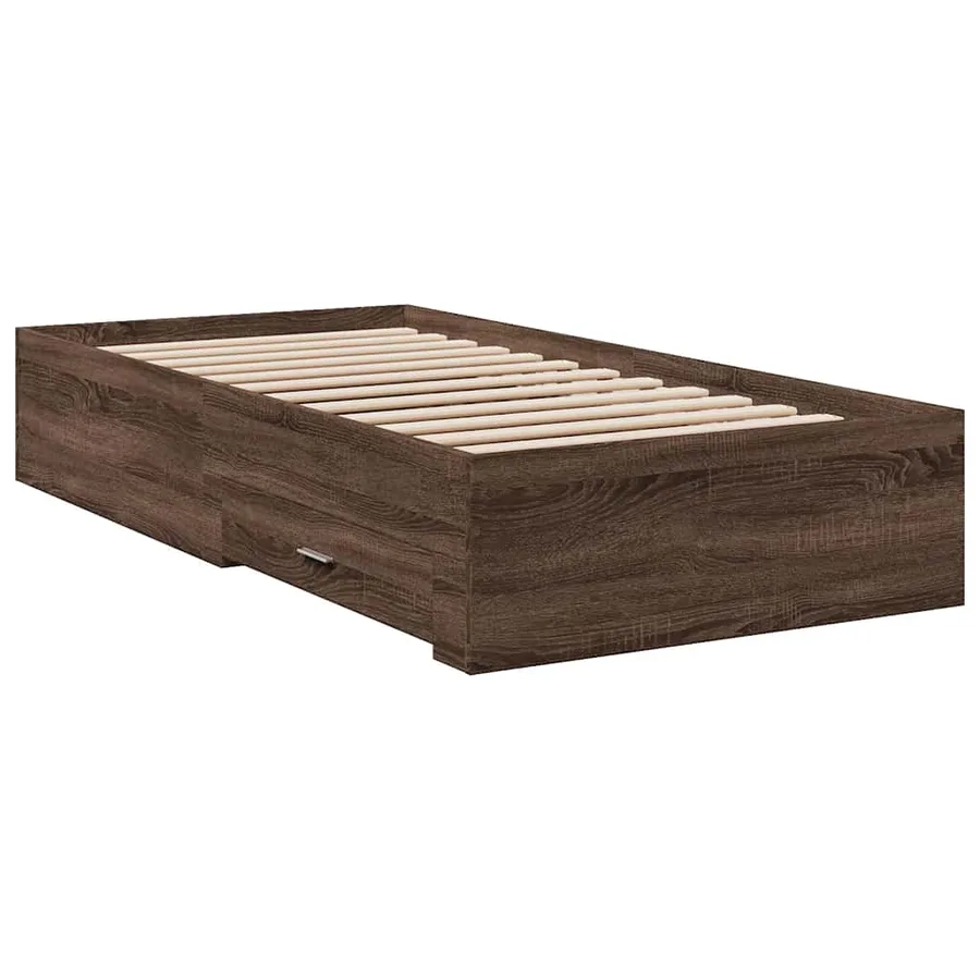 Cadre de lit avec tiroirs sans matelas chêne marron 75x190 cm - 3