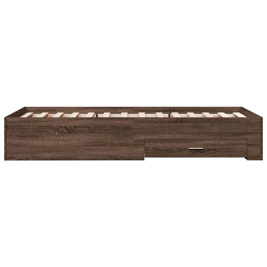 Cadre de lit avec tiroirs sans matelas chêne marron 75x190 cm - 5