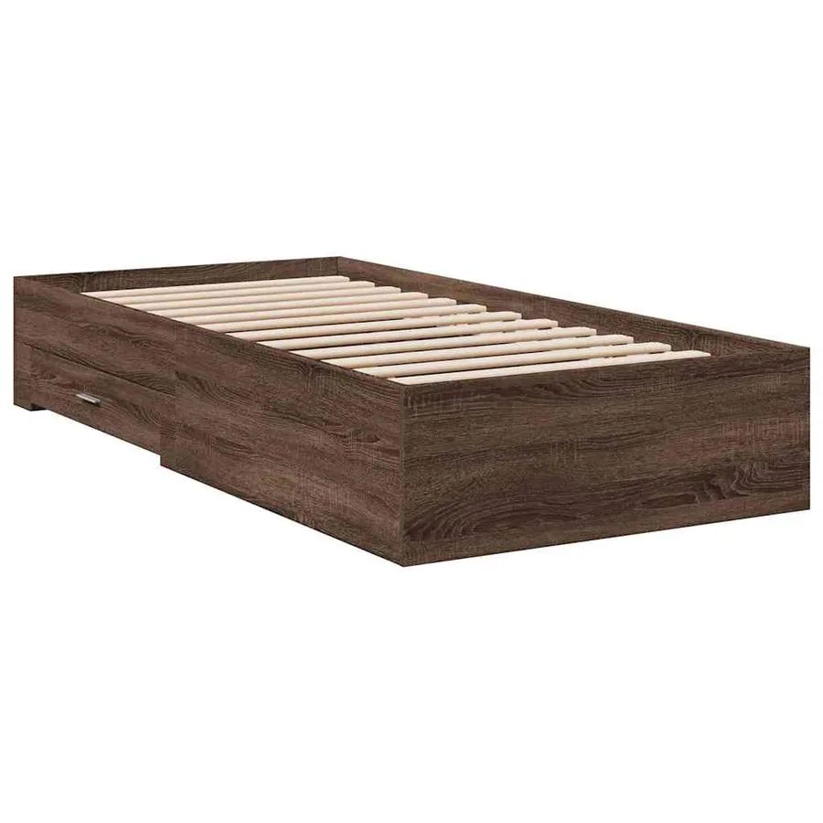 Cadre de lit avec tiroirs sans matelas chêne marron 75x190 cm - 6