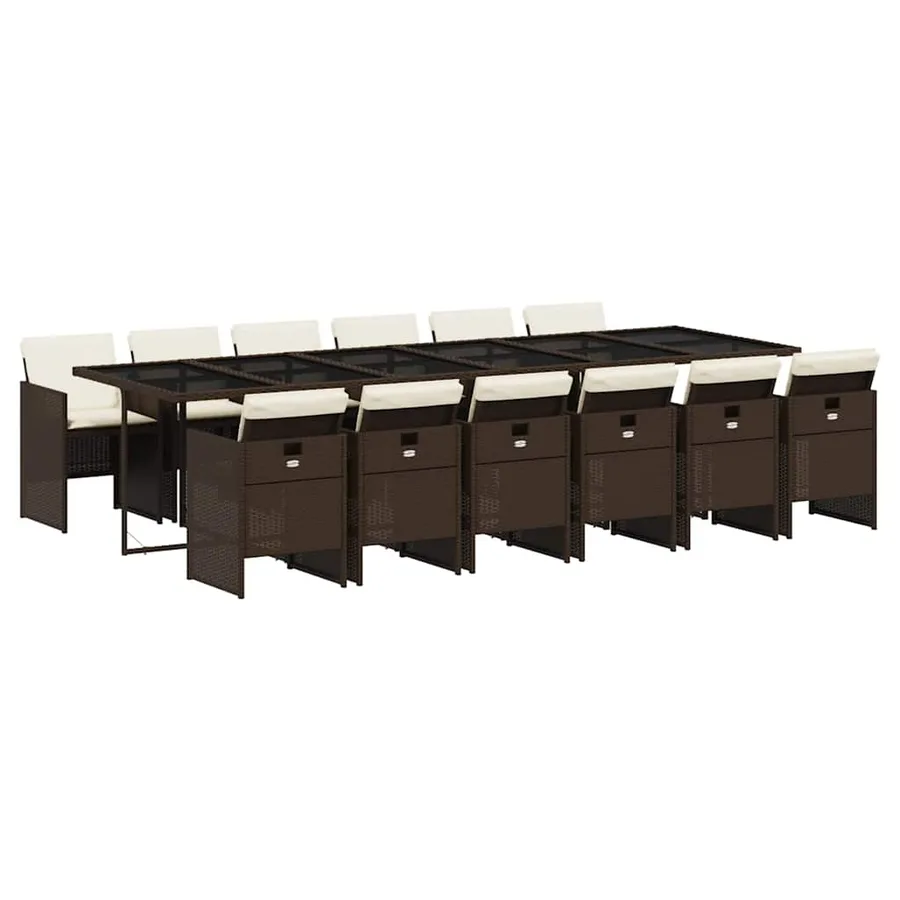 Ensemble à manger de jardin avec coussins 13 pcs marron rotin - 2