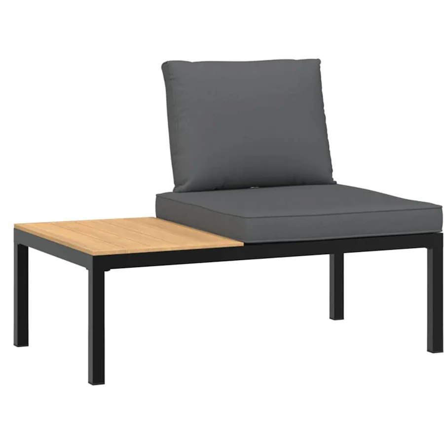 Banc de jardin avec coussins noir aluminium - 2
