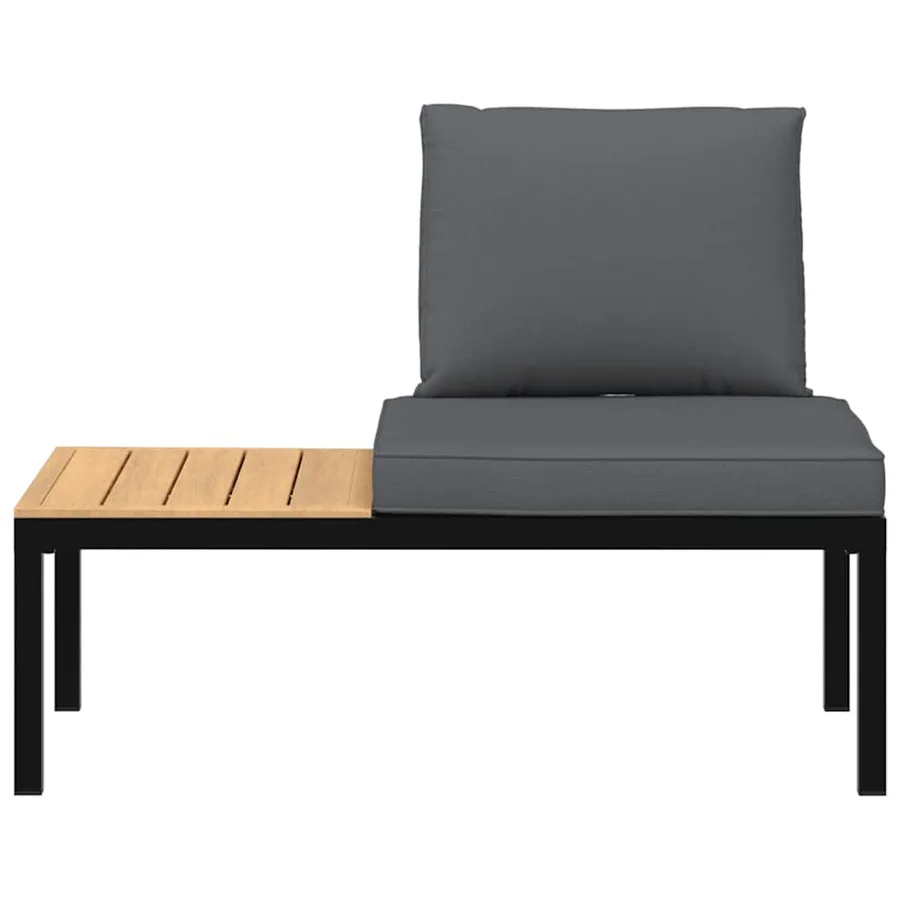 Banc de jardin avec coussins noir aluminium - 3