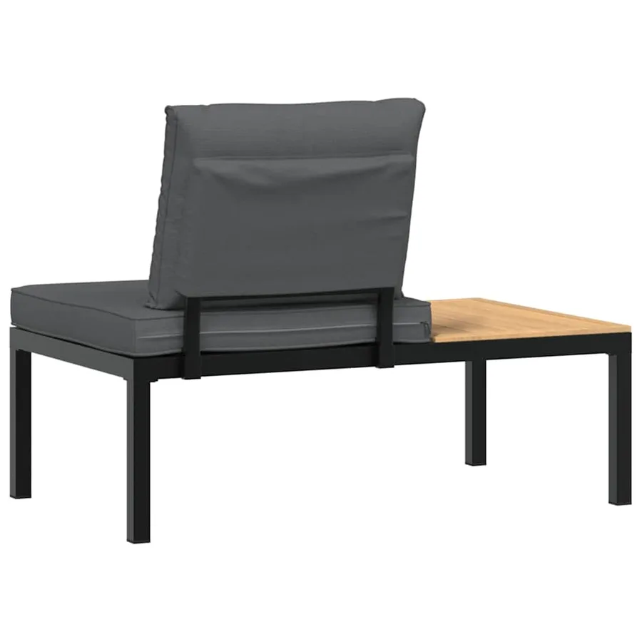 Banc de jardin avec coussins noir aluminium - 5