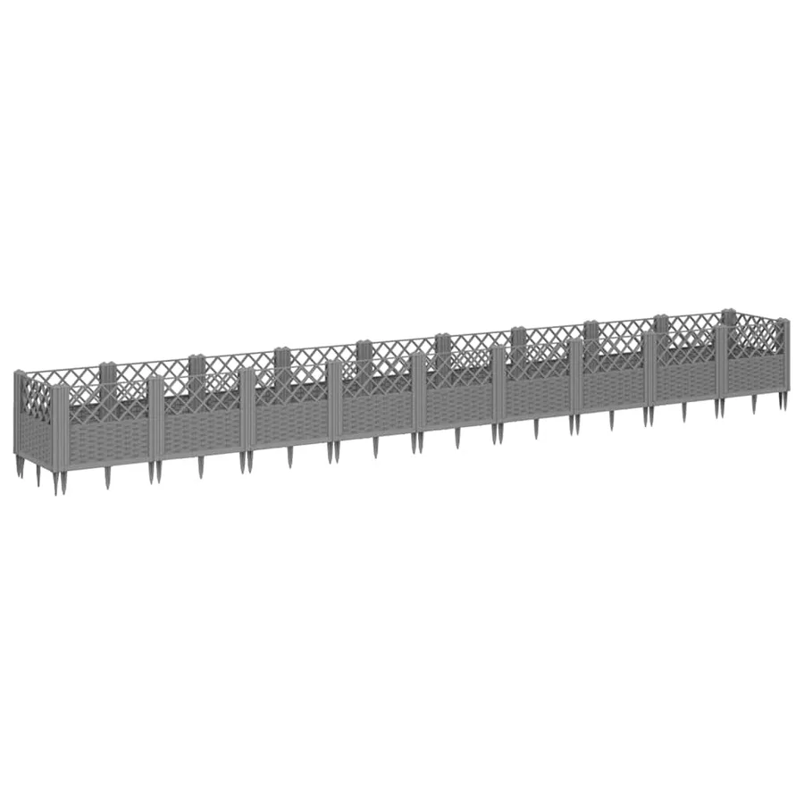 Jardinière avec piquets gris clair 363,5x43,5x43,5 cm PP - 2