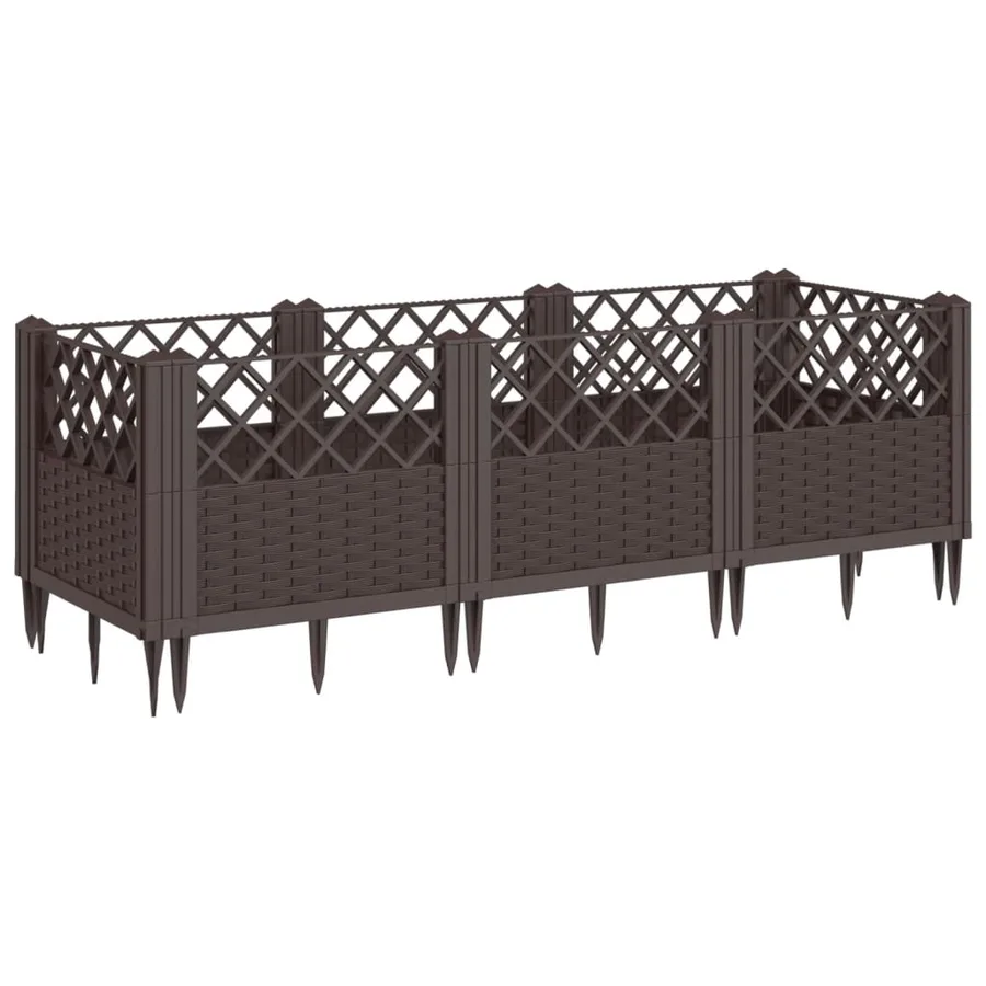 Jardinière avec piquets marron 123,5x43,5x43,5 cm PP - 2