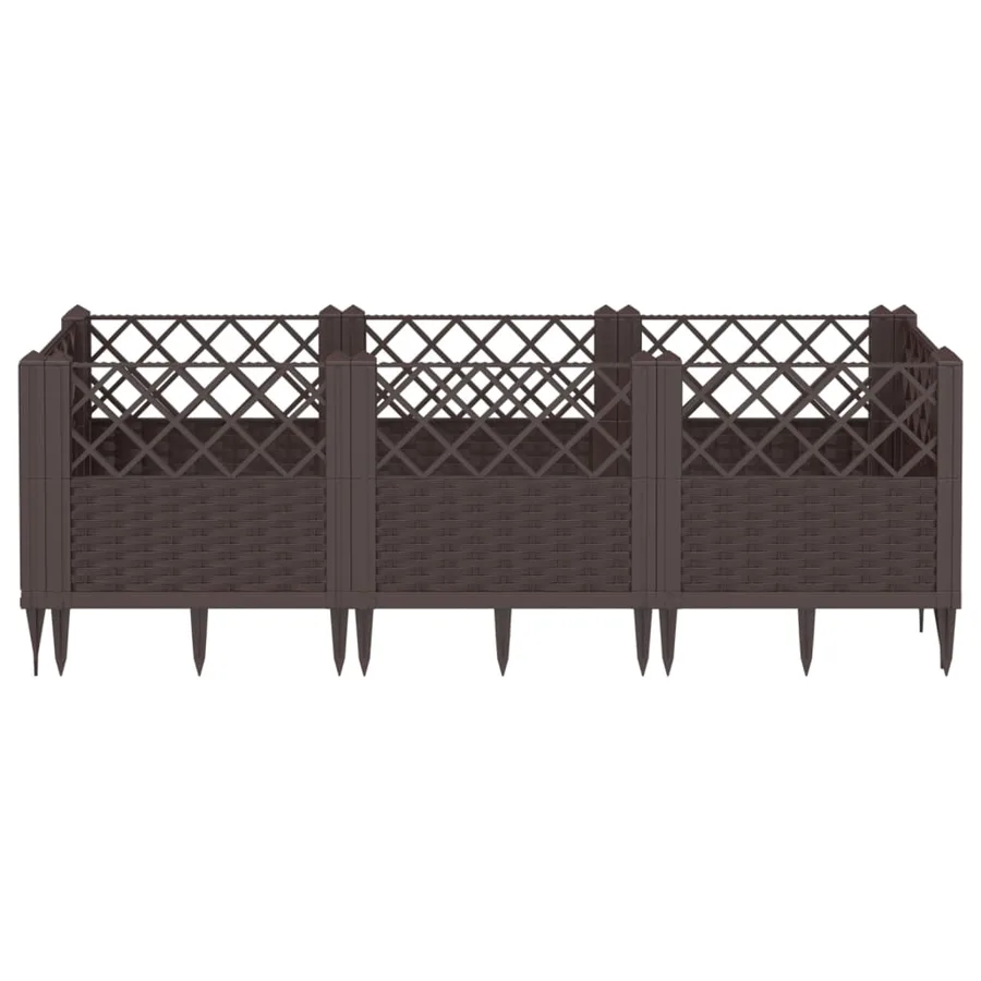 Jardinière avec piquets marron 123,5x43,5x43,5 cm PP - 3