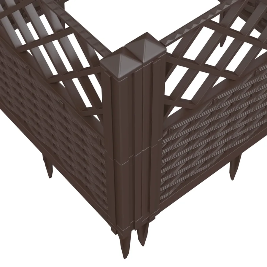 Jardinière avec piquets marron 123,5x43,5x43,5 cm PP - 7