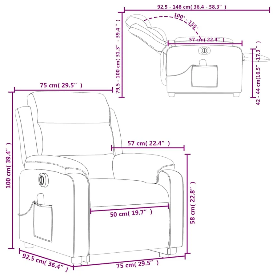 Fauteuil inclinable de massage électrique vert foncé velours - 17