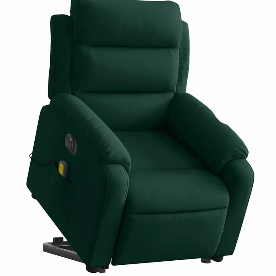 Fauteuil inclinable de massage électrique vert foncé velours - 3
