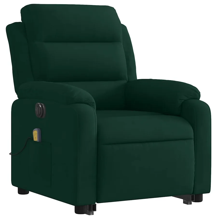 Fauteuil inclinable de massage électrique vert foncé velours - 4