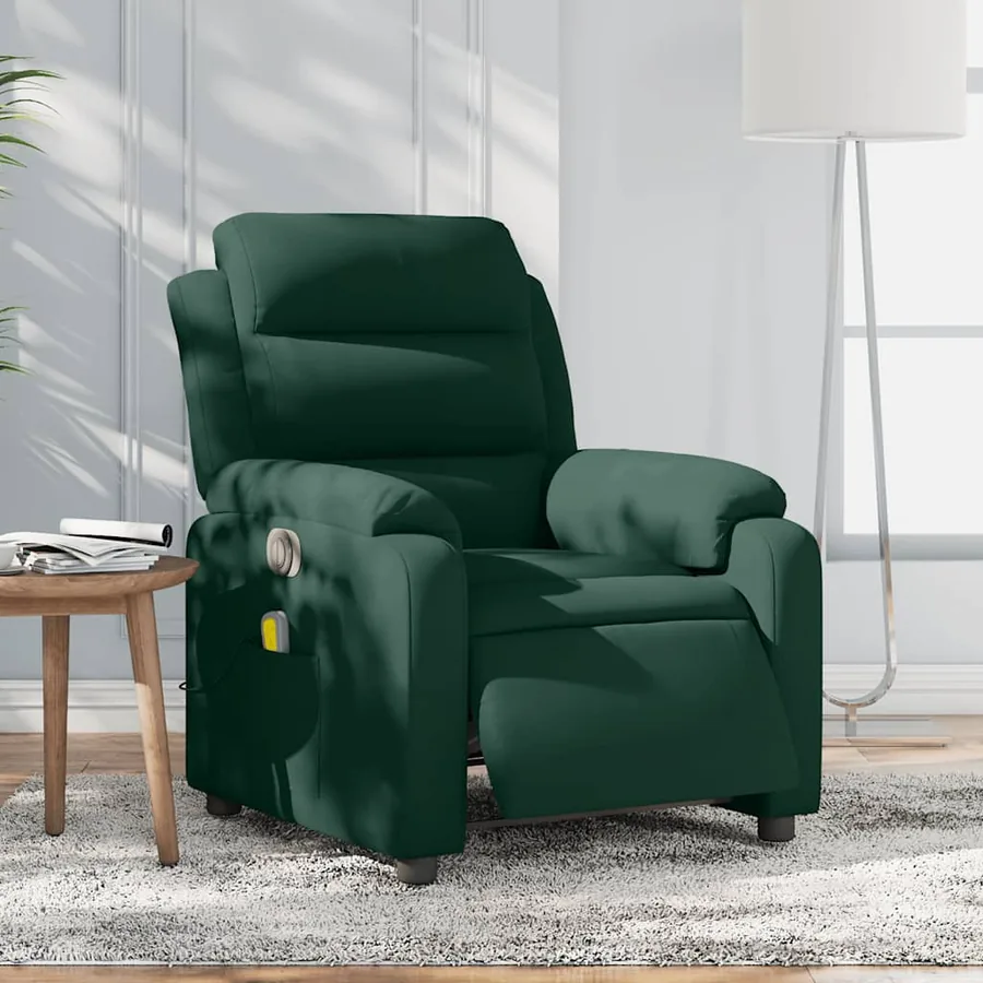 Fauteuil inclinable de massage électrique vert foncé velours