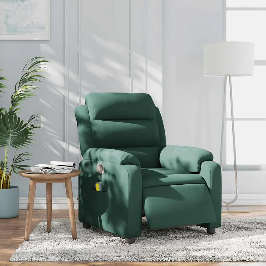 Fauteuil inclinable de massage électrique vert foncé velours - 16