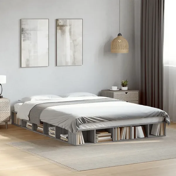 Cadre de lit sans matelas sonoma gris 150x200 cm