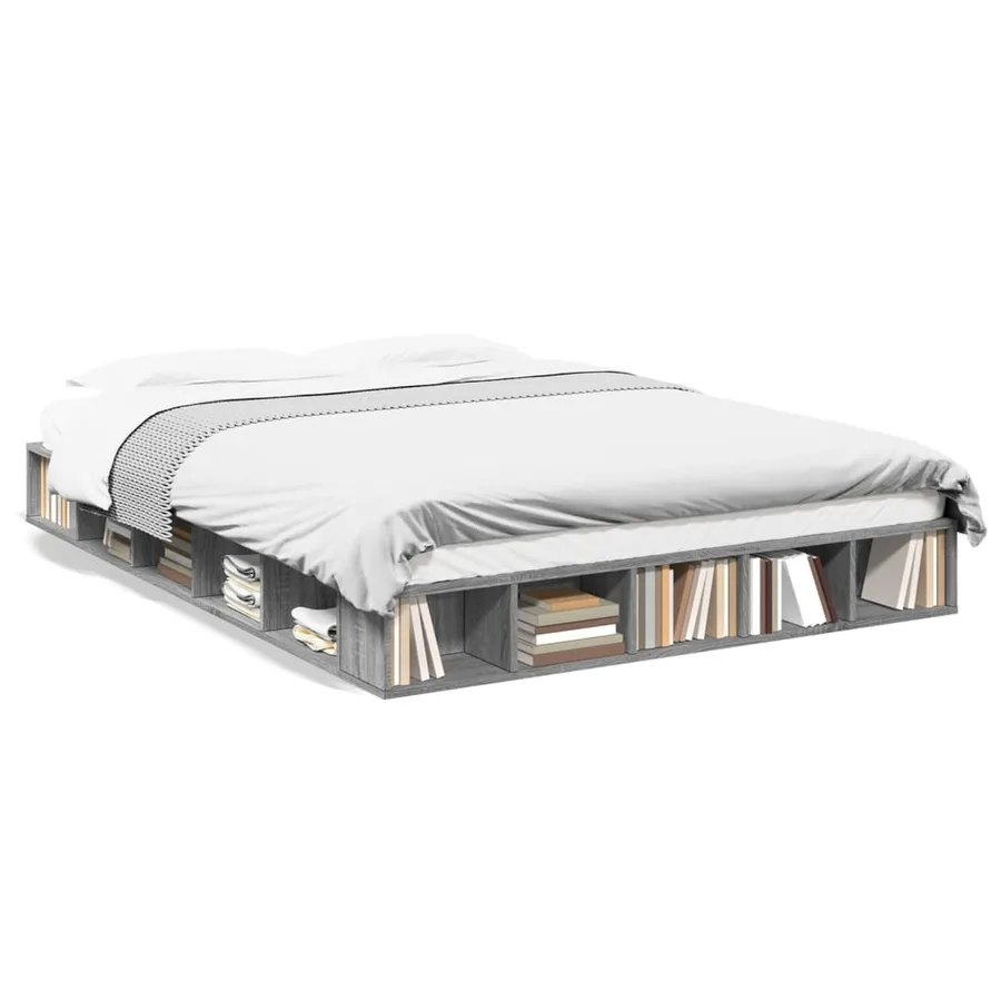 Cadre de lit sans matelas sonoma gris 150x200 cm - 2