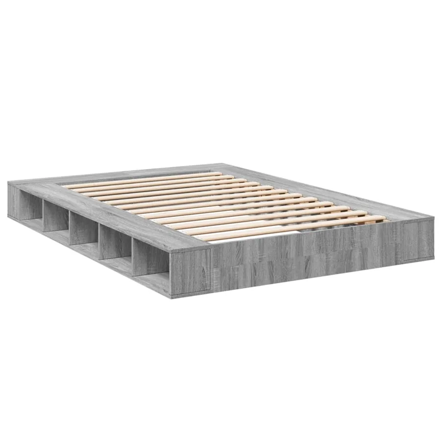 Cadre de lit sans matelas sonoma gris 150x200 cm - 6