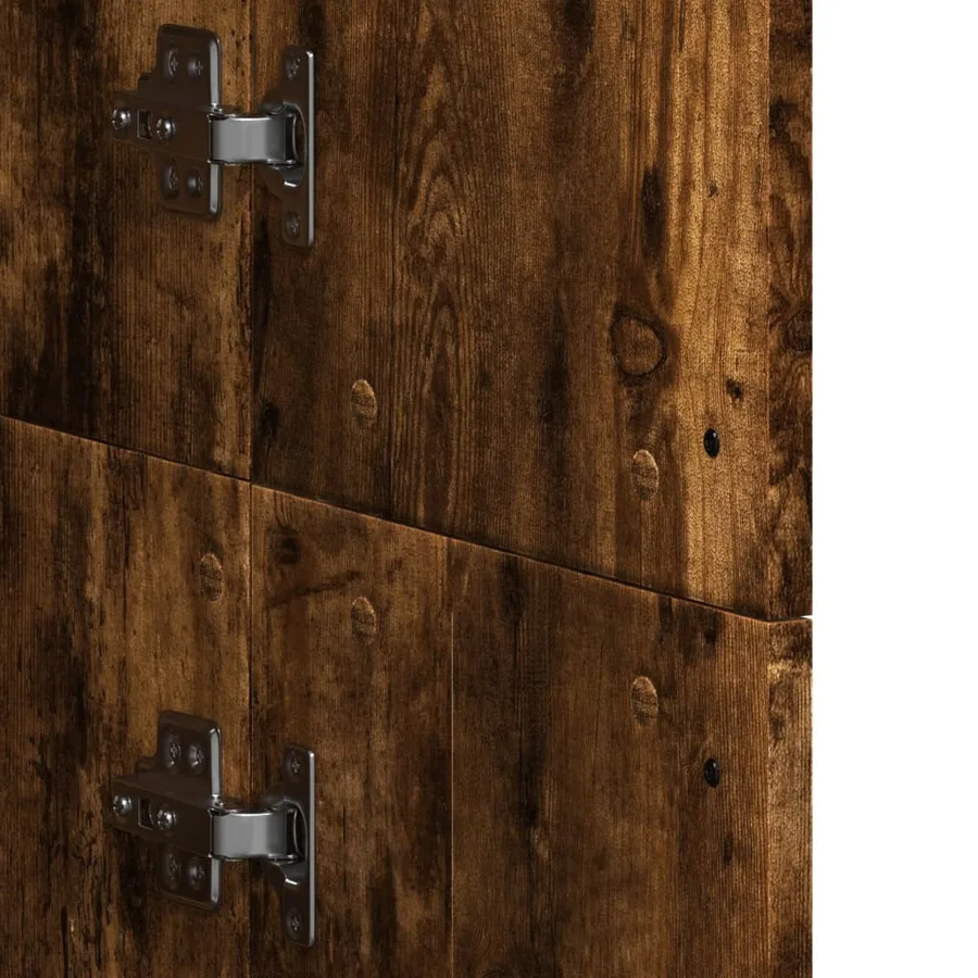 Buffet haut chêne fumé 60x35x180 cm bois d'ingénierie - 8