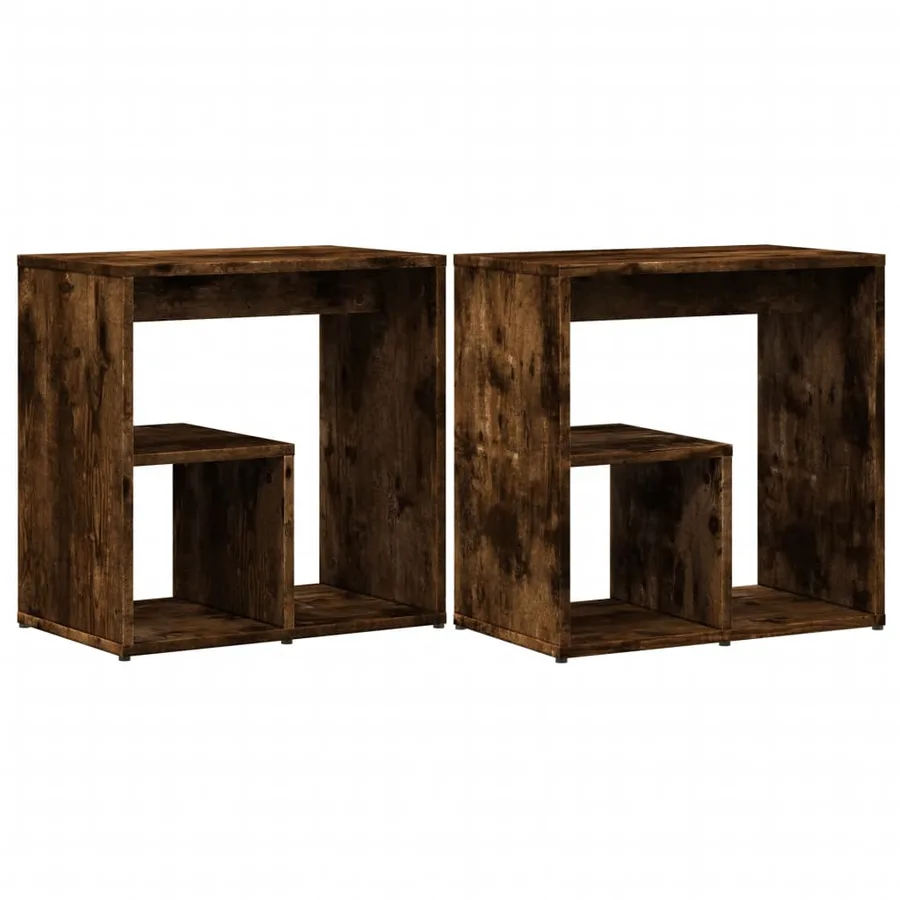 Tables d'appoint 2 pcs chêne fumé 50x30x50 cm bois d'ingénierie - 2