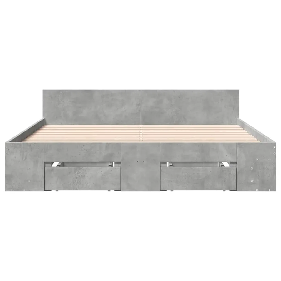 Cadre de lit avec tiroirs sans matelas gris béton 160x200 cm - 4