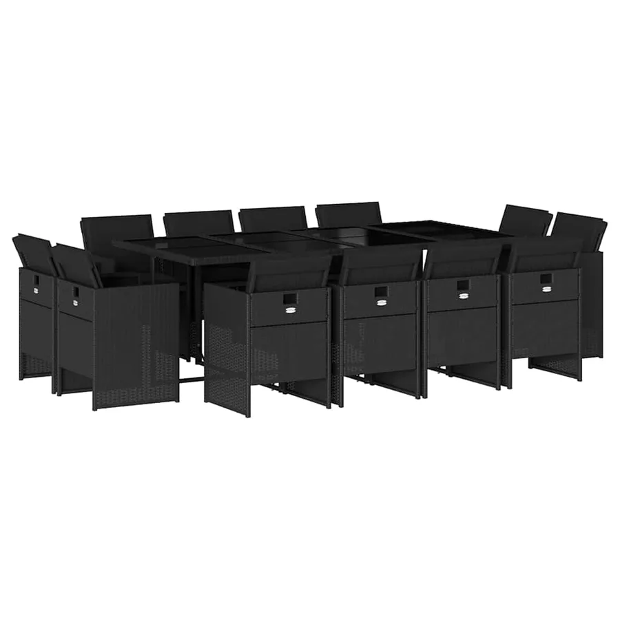 Ensemble à manger de jardin 13 pcs coussins noir résine tressée - 2