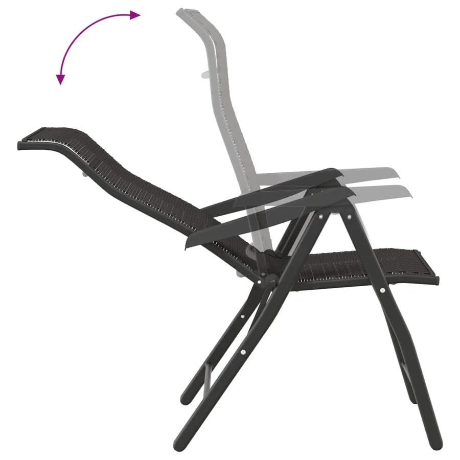 Chaises pliables jardin lot de 2 couleur café noir poly rotin - 8