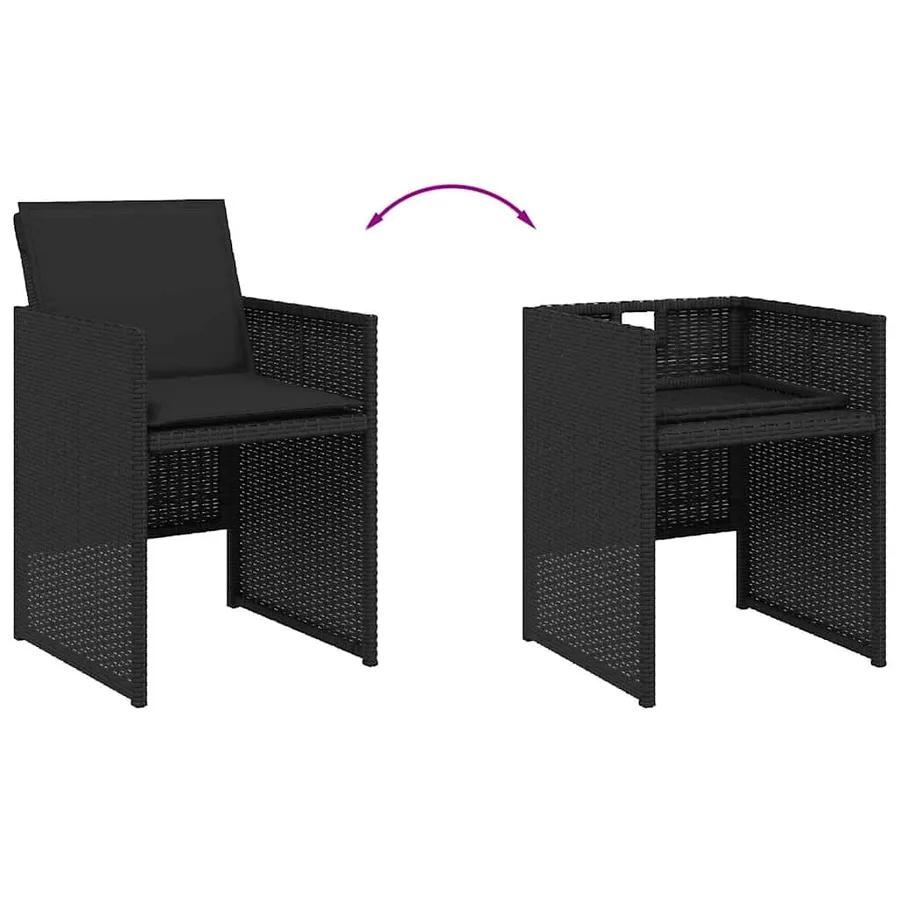 Ensemble à manger de jardin 11 pcs coussins noir résine tressée - 5