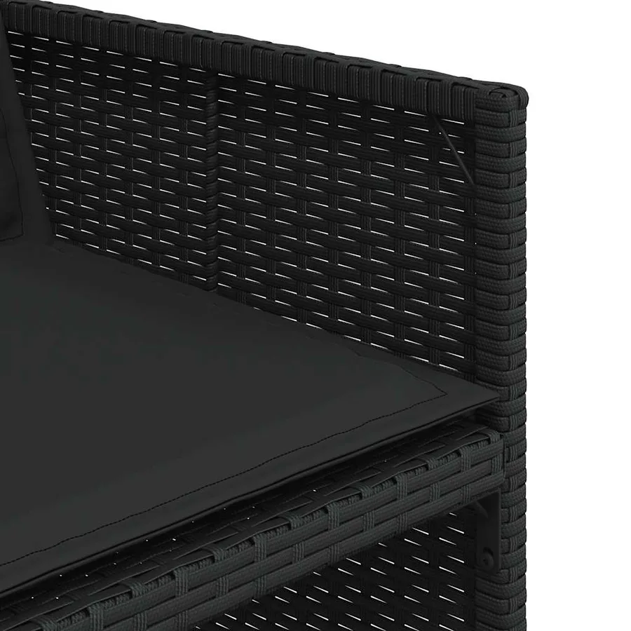 Ensemble à manger de jardin 9pcs coussins noir résine tressée - 7