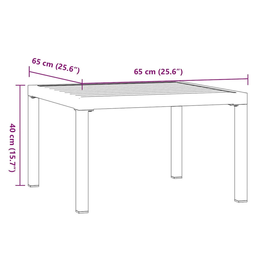 Table basse de jardin noir 65x65x40 cm aluminium - 6